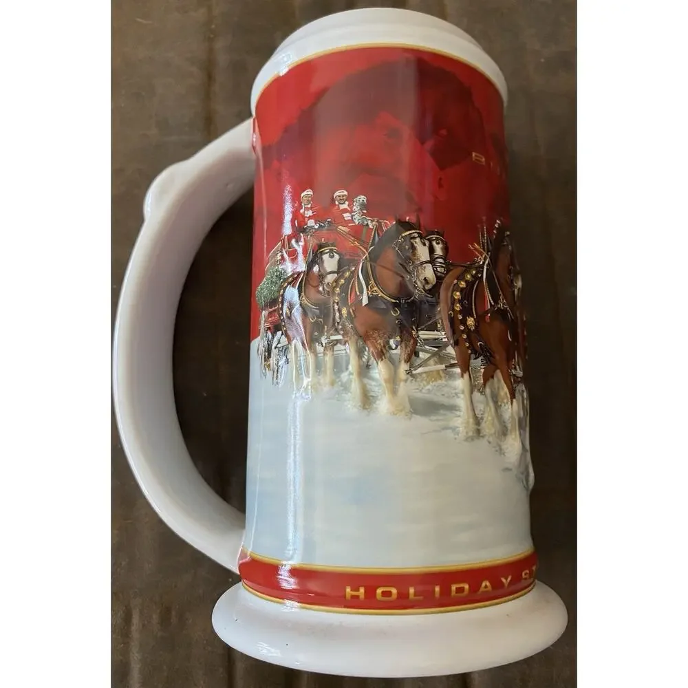 NIB 7” Budweiser Clydsdale 2004 25th Anniversary Handcrafted Holiday Stein